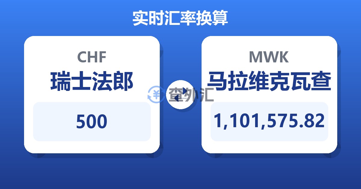 500瑞士法郎兑马拉维克瓦查