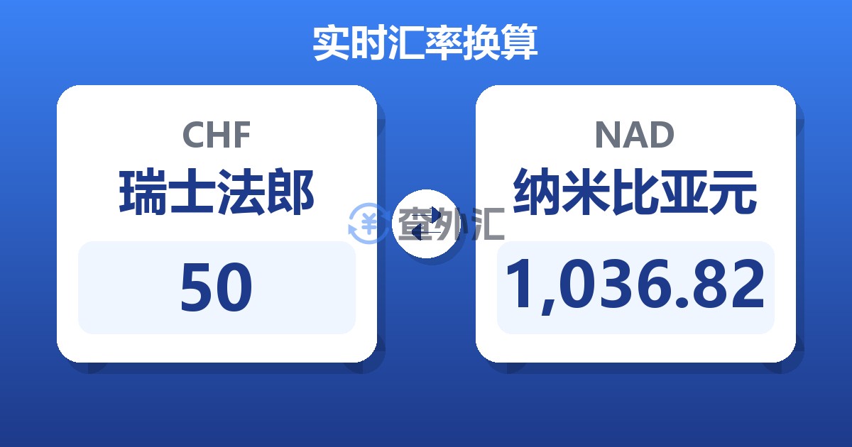 50瑞士法郎兑纳米比亚元