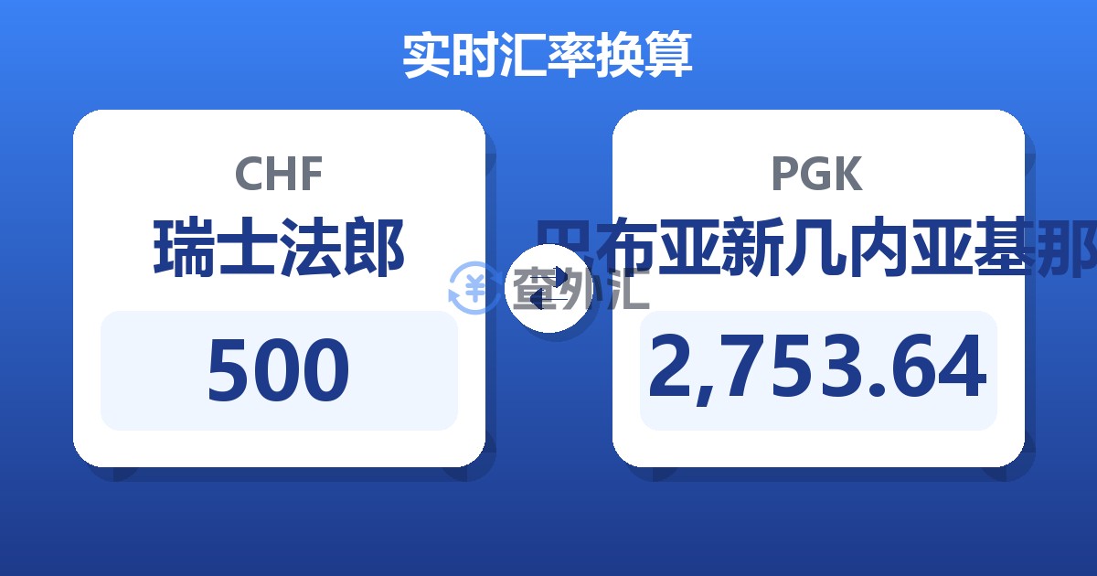 500瑞士法郎兑巴布亚新几内亚基那