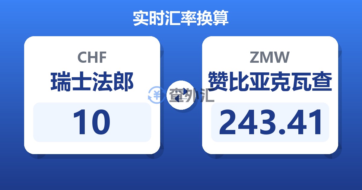 10瑞士法郎兑赞比亚克瓦查