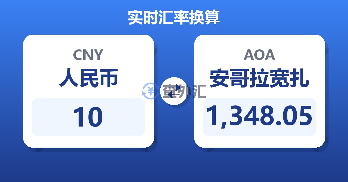 10人民币兑安哥拉宽扎
