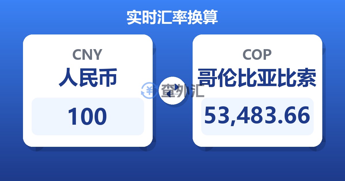 100人民币兑哥伦比亚比索