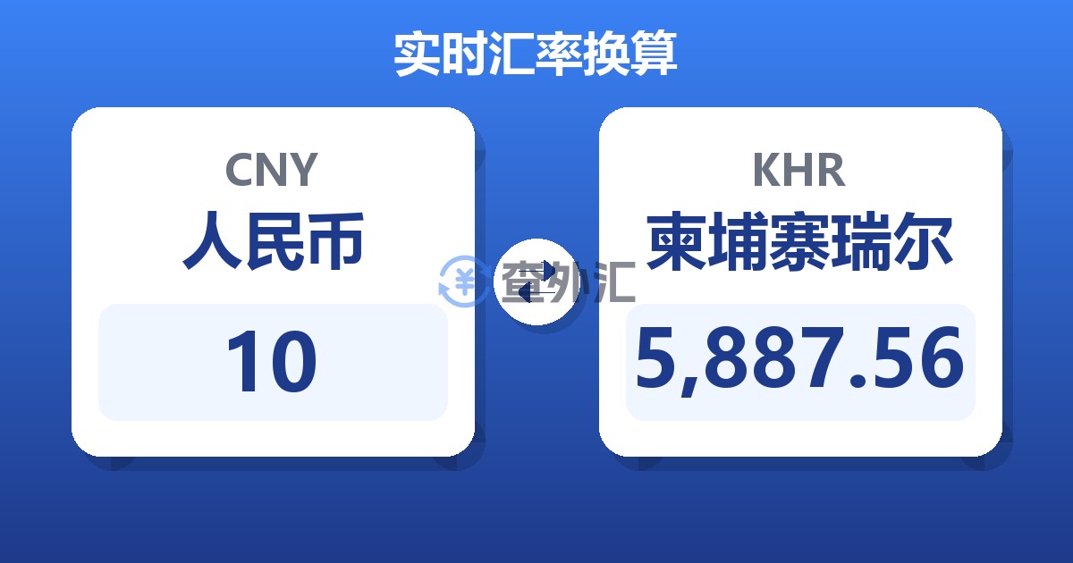 10人民币兑柬埔寨瑞尔