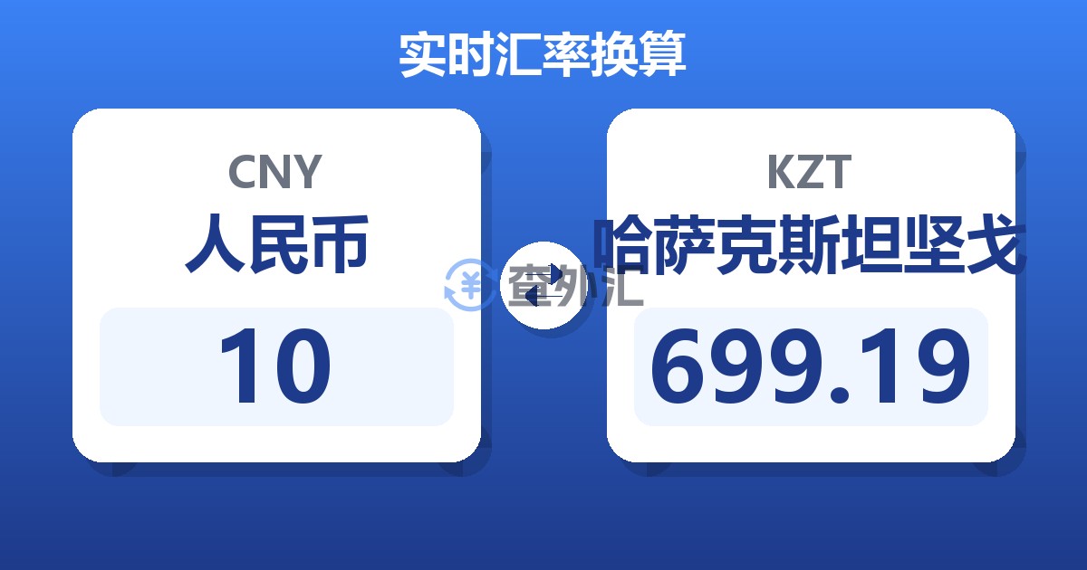 10人民币兑哈萨克斯坦坚戈