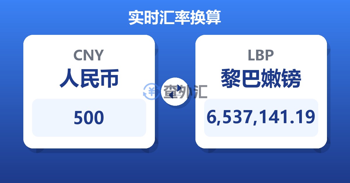 500人民币兑黎巴嫩镑