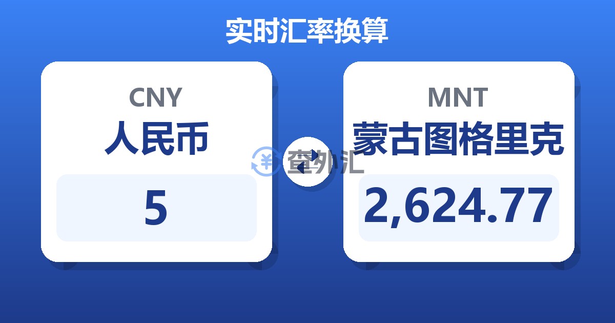5人民币兑蒙古图格里克