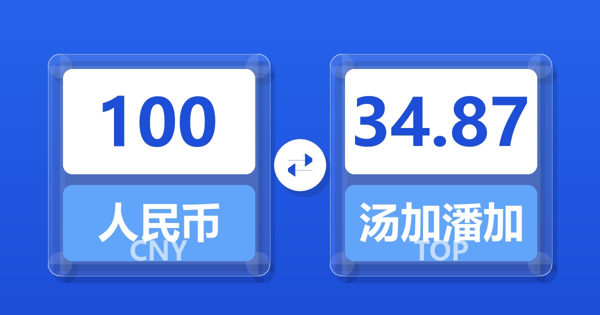 100人民币兑汤加潘加