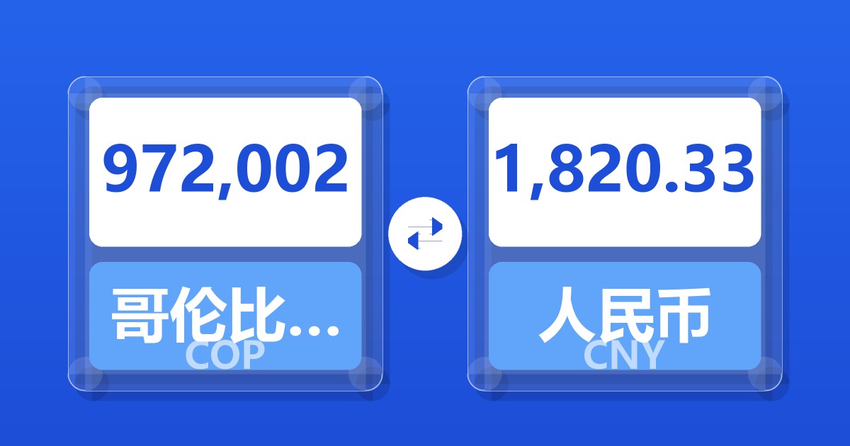 972,002哥伦比亚比索兑人民币