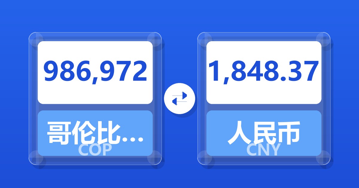 986,972哥伦比亚比索兑人民币