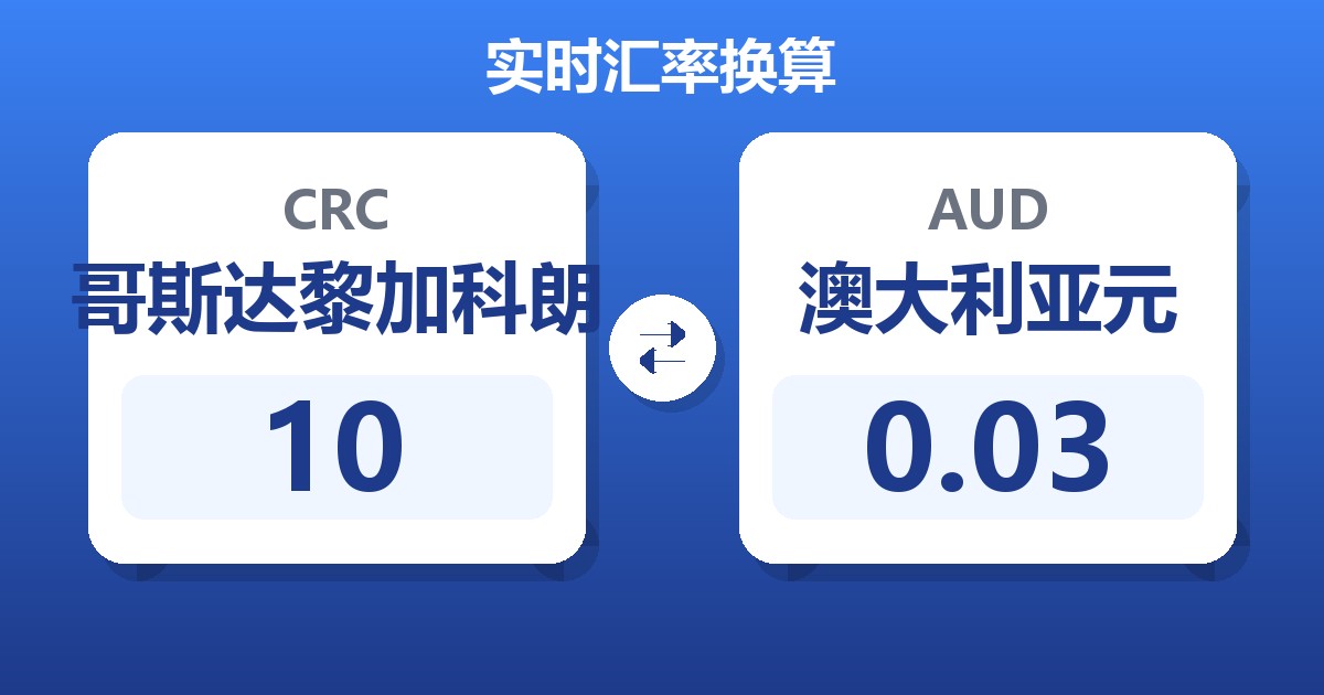 10哥斯达黎加科朗兑澳大利亚元