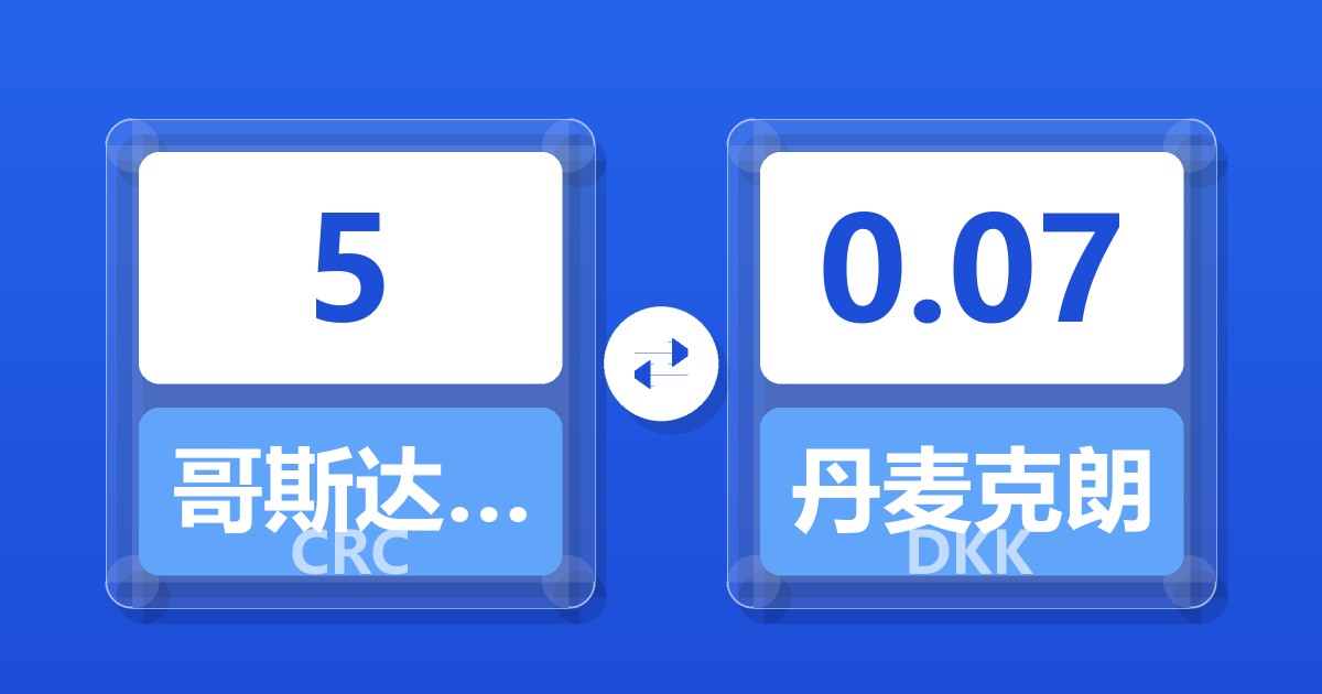 5哥斯达黎加科朗兑丹麦克朗