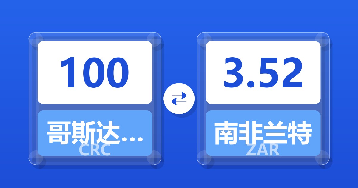 100哥斯达黎加科朗兑南非兰特