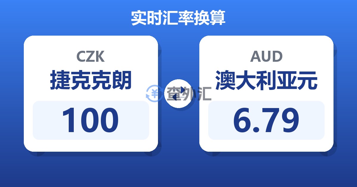 100捷克克朗兑澳大利亚元