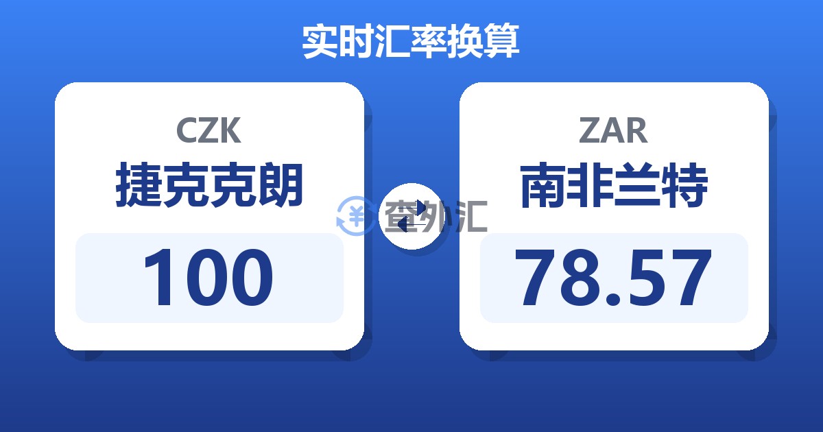 100捷克克朗兑南非兰特