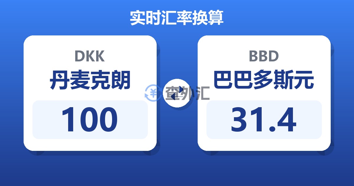 100丹麦克朗兑巴巴多斯元