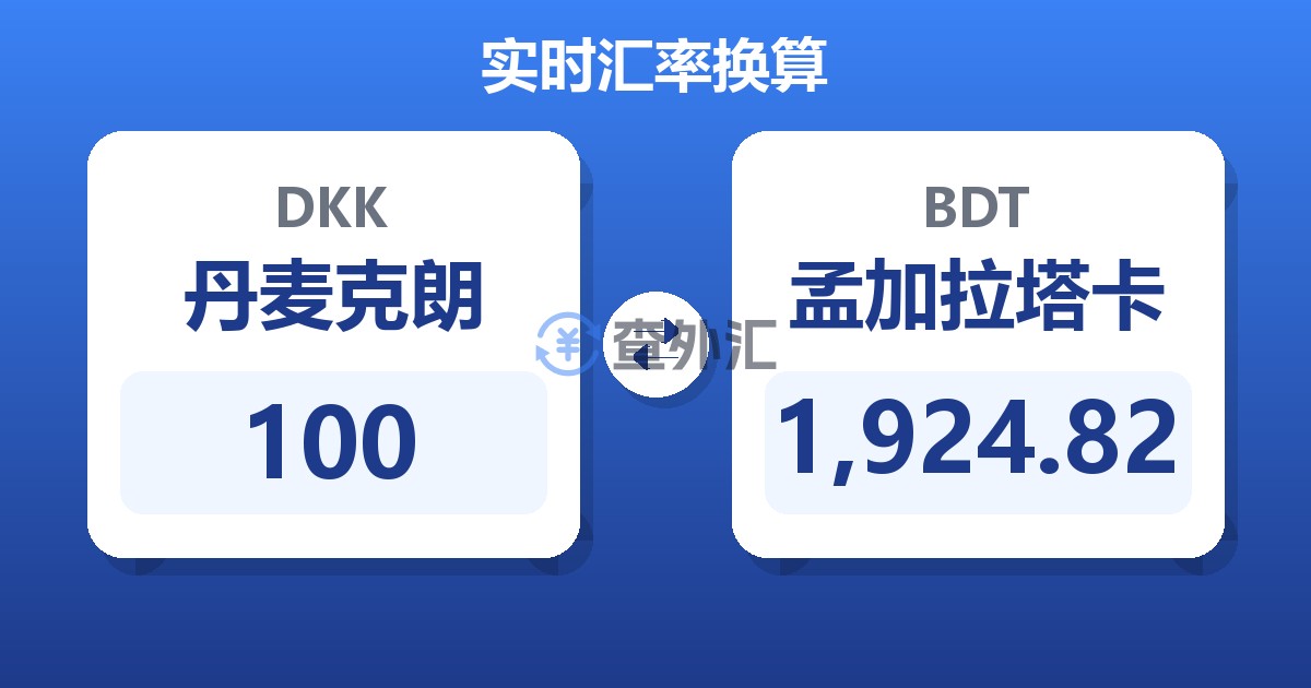 100丹麦克朗兑孟加拉塔卡