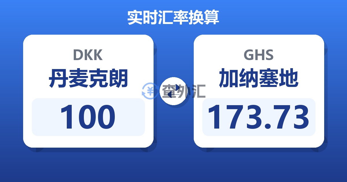 100丹麦克朗兑加纳塞地