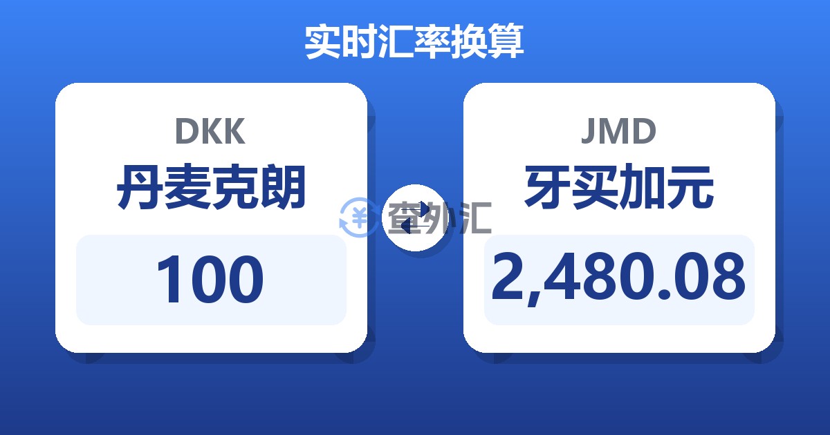 100丹麦克朗兑牙买加元