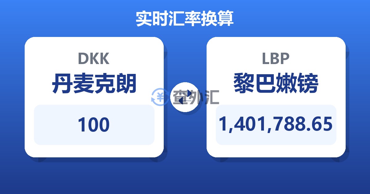 100丹麦克朗兑黎巴嫩镑