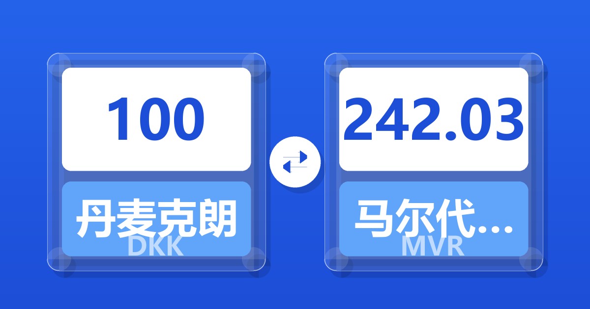 100丹麦克朗兑马尔代夫拉菲亚