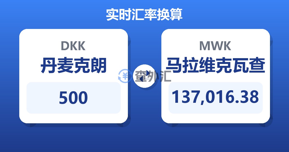 500丹麦克朗兑马拉维克瓦查