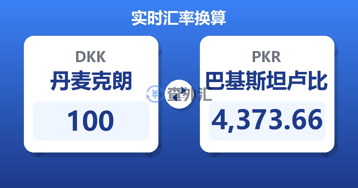 100丹麦克朗兑巴基斯坦卢比