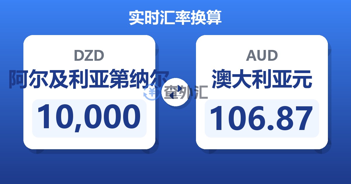 10,000阿尔及利亚第纳尔兑澳大利亚元