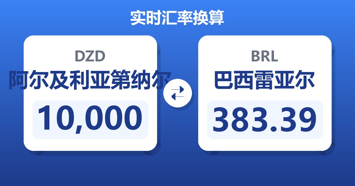 10,000阿尔及利亚第纳尔兑巴西雷亚尔