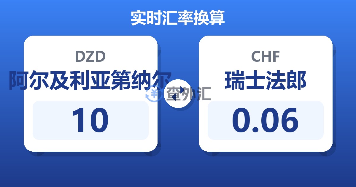 10阿尔及利亚第纳尔兑瑞士法郎