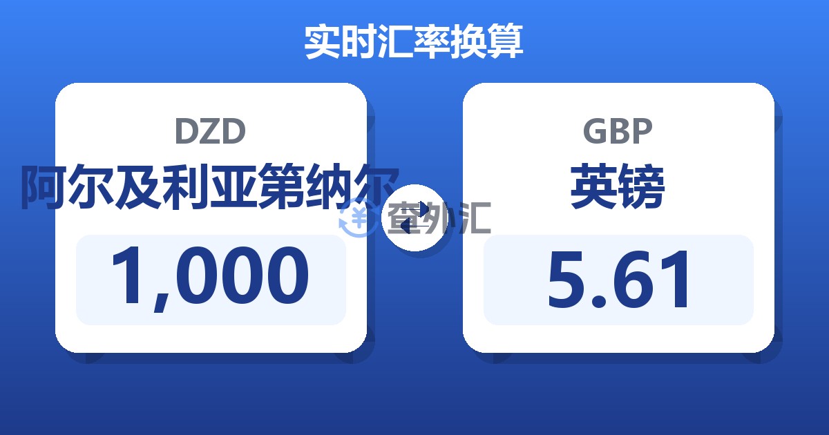 1,000阿尔及利亚第纳尔兑英镑