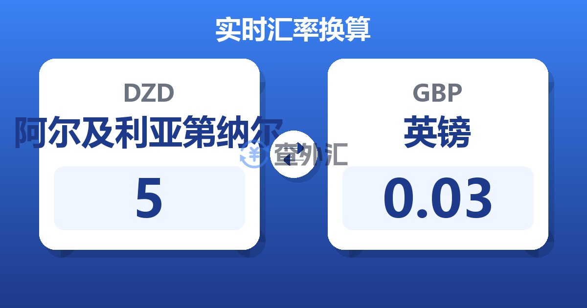 5阿尔及利亚第纳尔兑英镑
