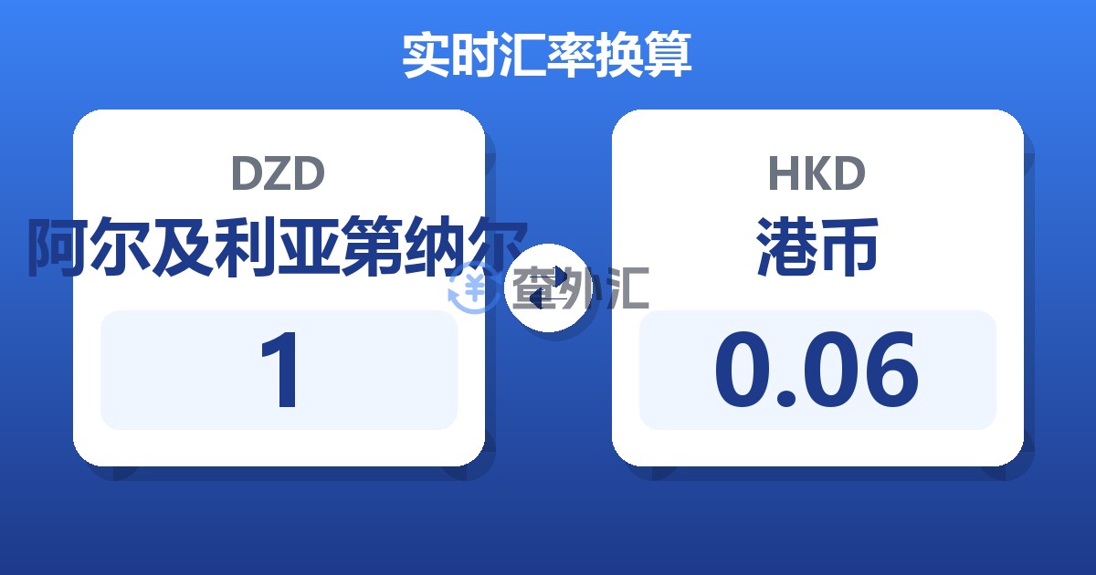 1阿尔及利亚第纳尔兑港币