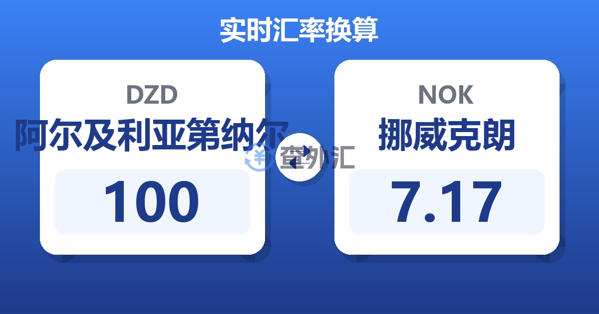 100阿尔及利亚第纳尔兑挪威克朗