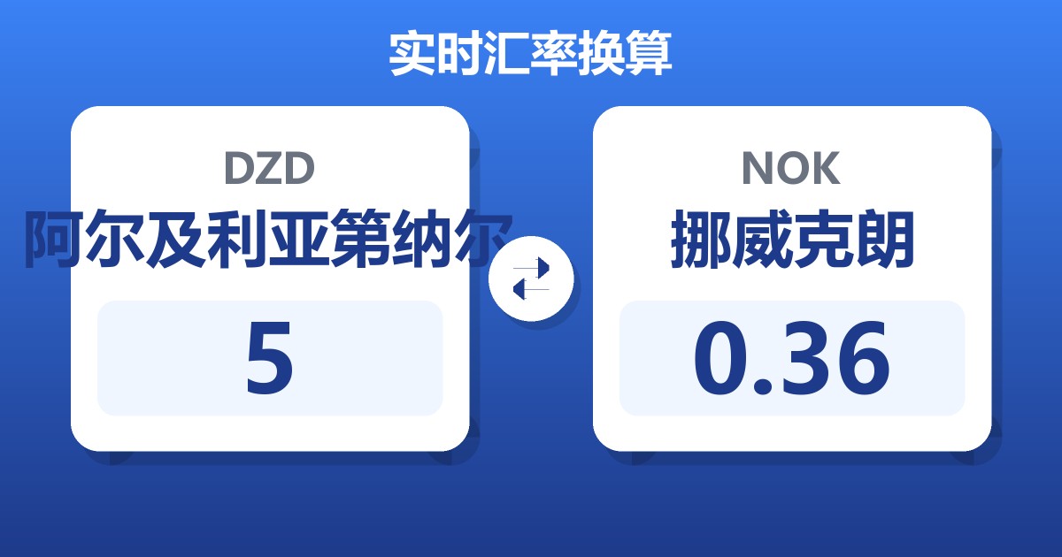 5阿尔及利亚第纳尔兑挪威克朗