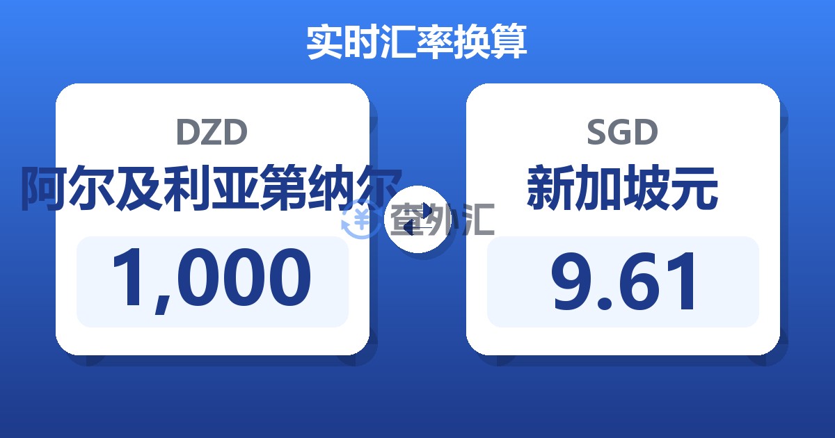 1,000阿尔及利亚第纳尔兑新加坡元