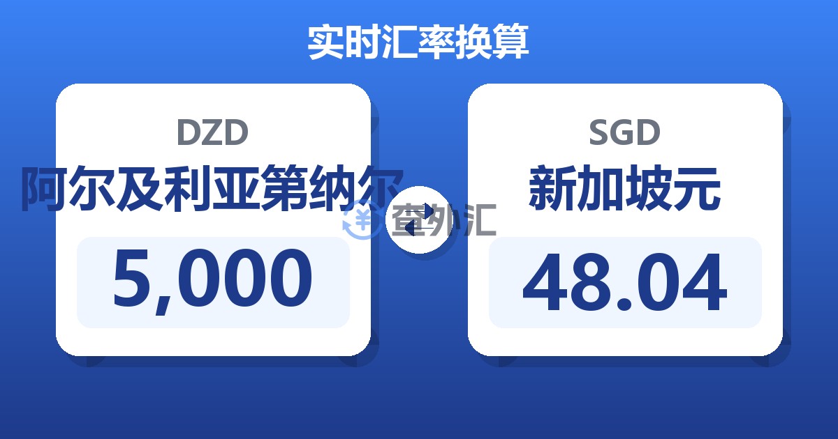 5,000阿尔及利亚第纳尔兑新加坡元