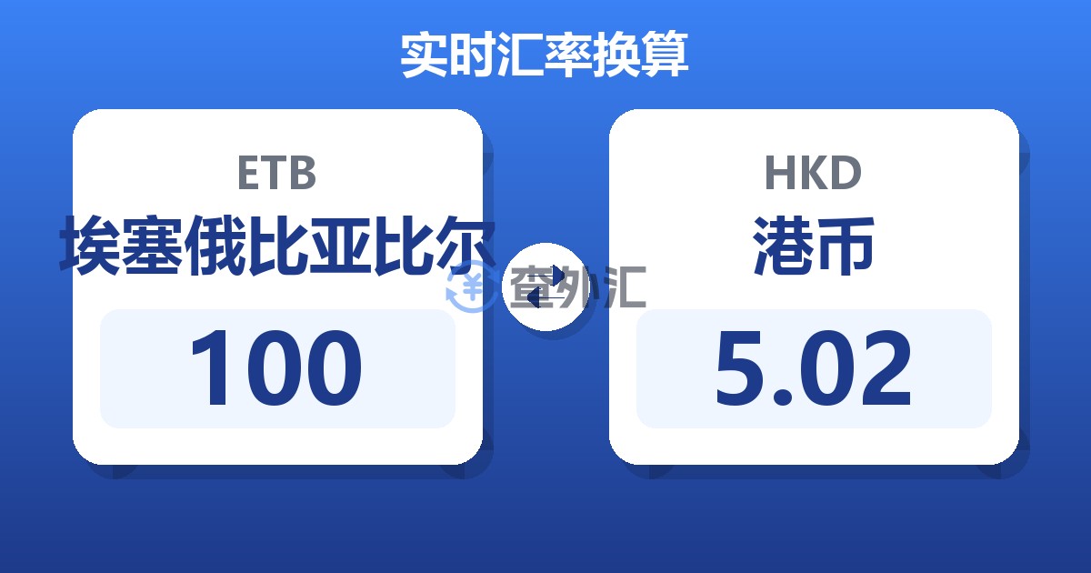 100埃塞俄比亚比尔兑港币