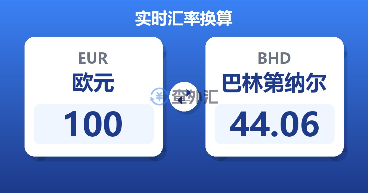 100欧元兑巴林第纳尔