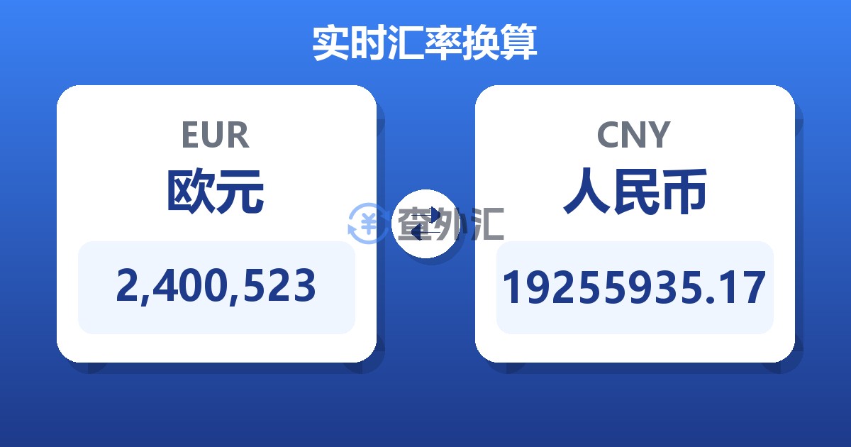2,400,523欧元兑人民币