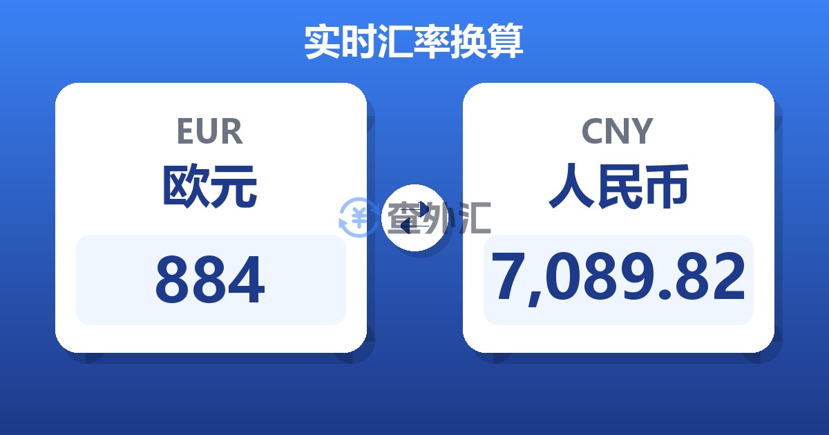 884欧元兑人民币