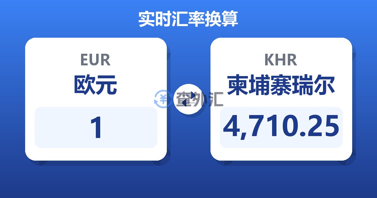 1欧元兑柬埔寨瑞尔
