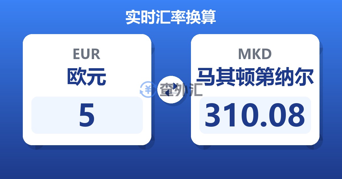 5欧元兑马其顿第纳尔