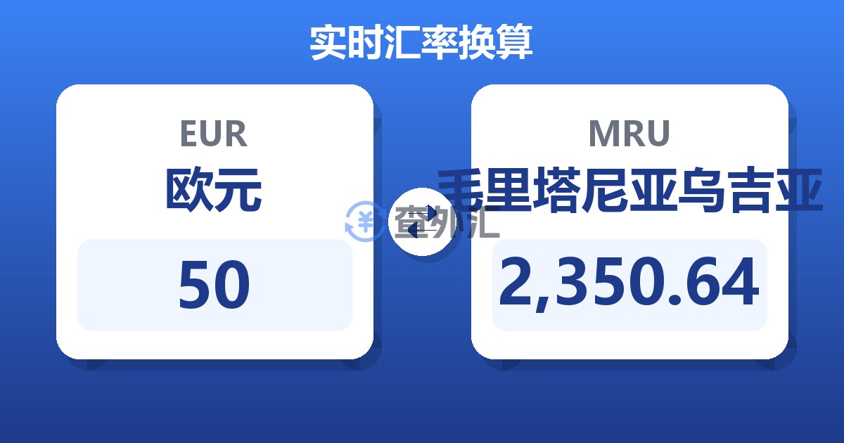 50欧元兑毛里塔尼亚乌吉亚