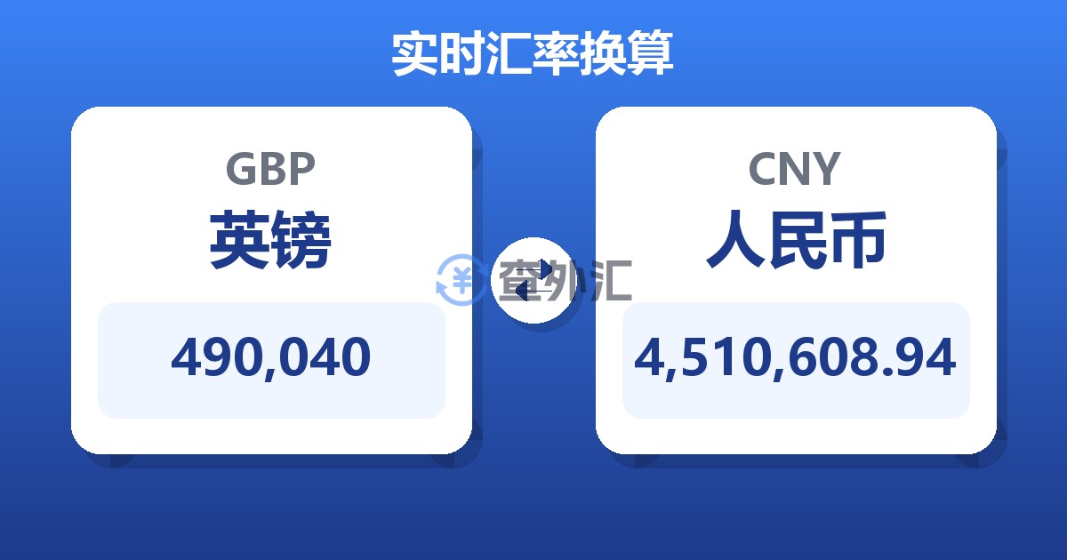 490,040英镑兑人民币