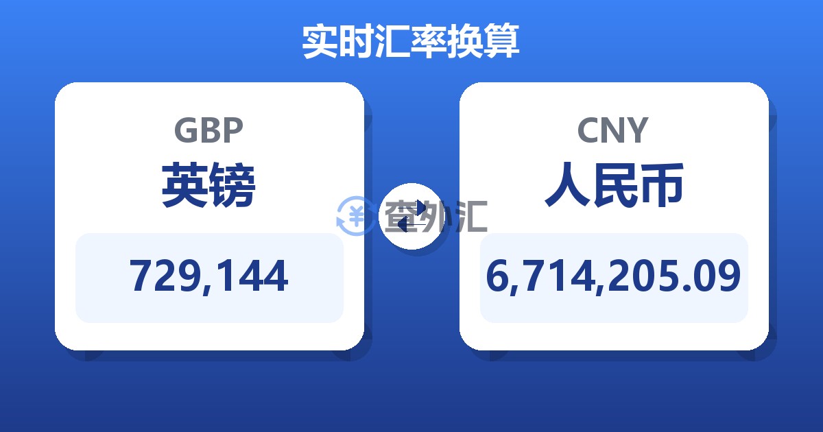 729,144英镑兑人民币