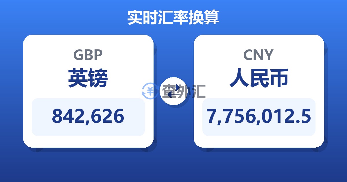 842,626英镑兑人民币