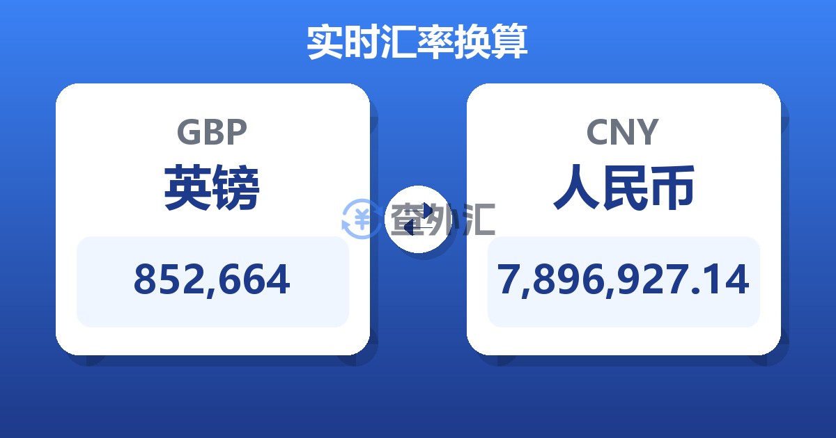852,664英镑兑人民币