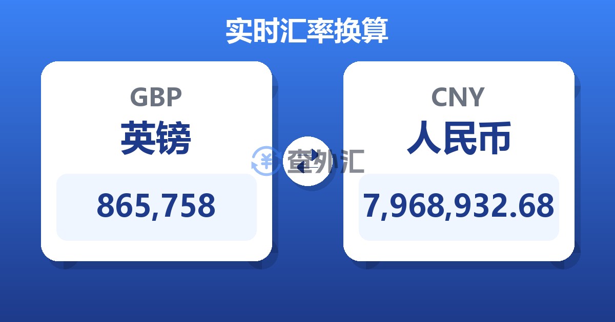 865,758英镑兑人民币