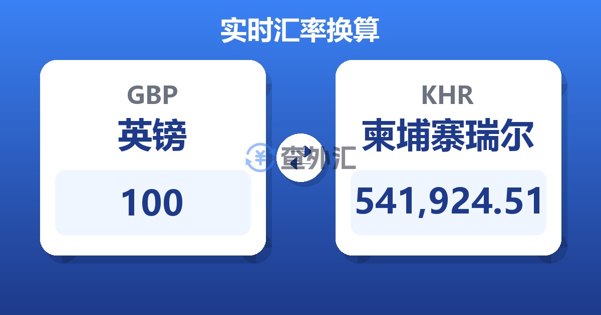 100英镑兑柬埔寨瑞尔