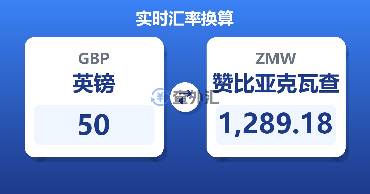 50英镑兑赞比亚克瓦查